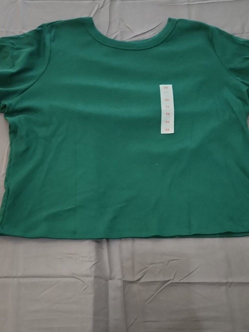 Old Navy Women’s Plus 3X Green Solid Knit Stretch Crew Neck Short Sleeve Top NWT
